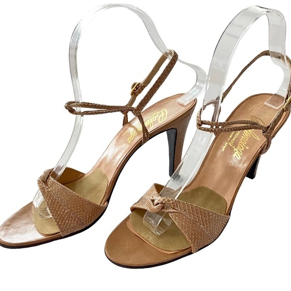 BALENCIAGA Custom Originals Tan Ankle Strap Open-toe Heels Sandals Size 8 AA - Picture 2 of 15